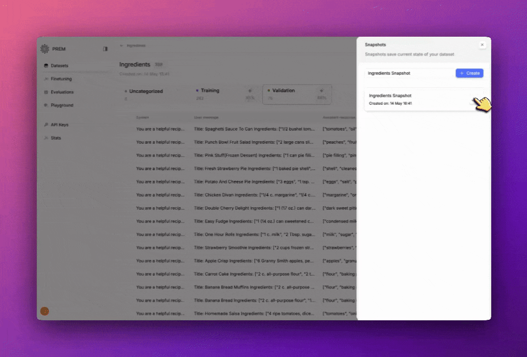 GIF of downloading a snapshot