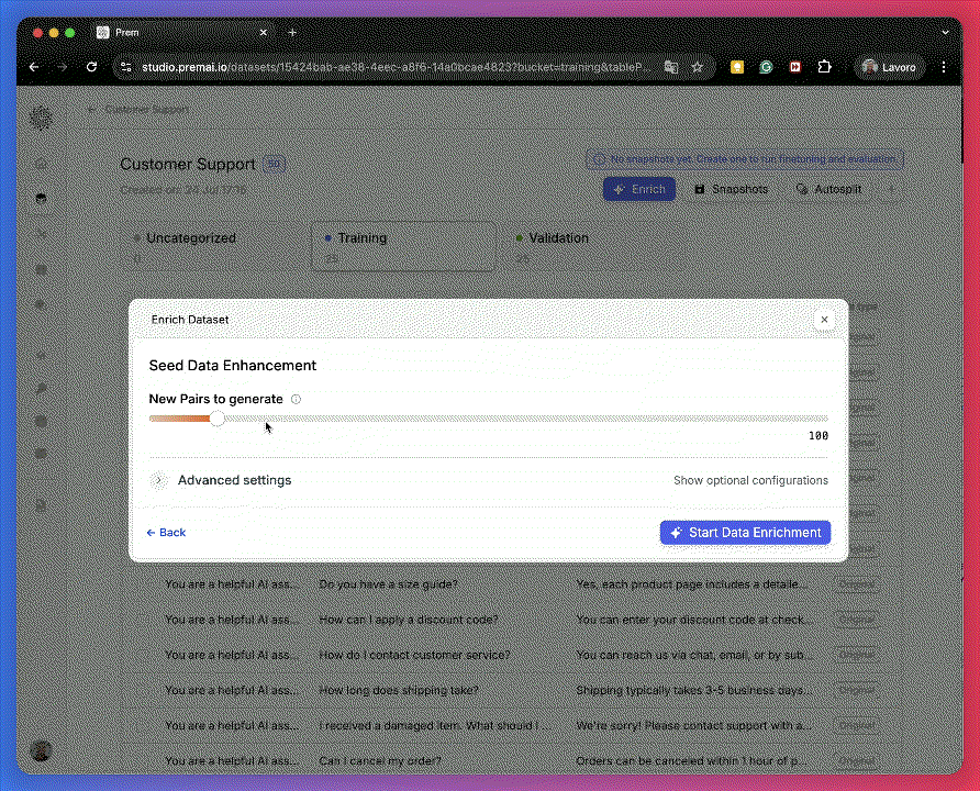 GIF of setting enrichment arguments and instructions